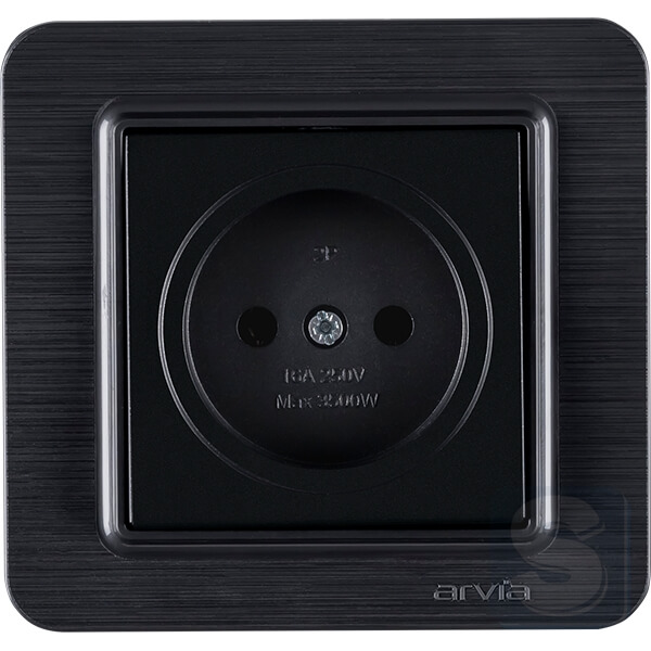 Розетка без заземления 16A/220V Arvia Electric Lavin Черный матовый (21 25 4007 215)